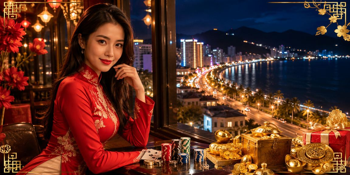 Người dùng Nha Trang mặc áo dài tham gia trò chơi bài tại casino trực tuyến